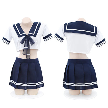 Cosplay Lingerie Costume School Student Uniform Women Midriff-baring Tight Blouse JK Pleated Skirt Porn College Girl Cos Anime