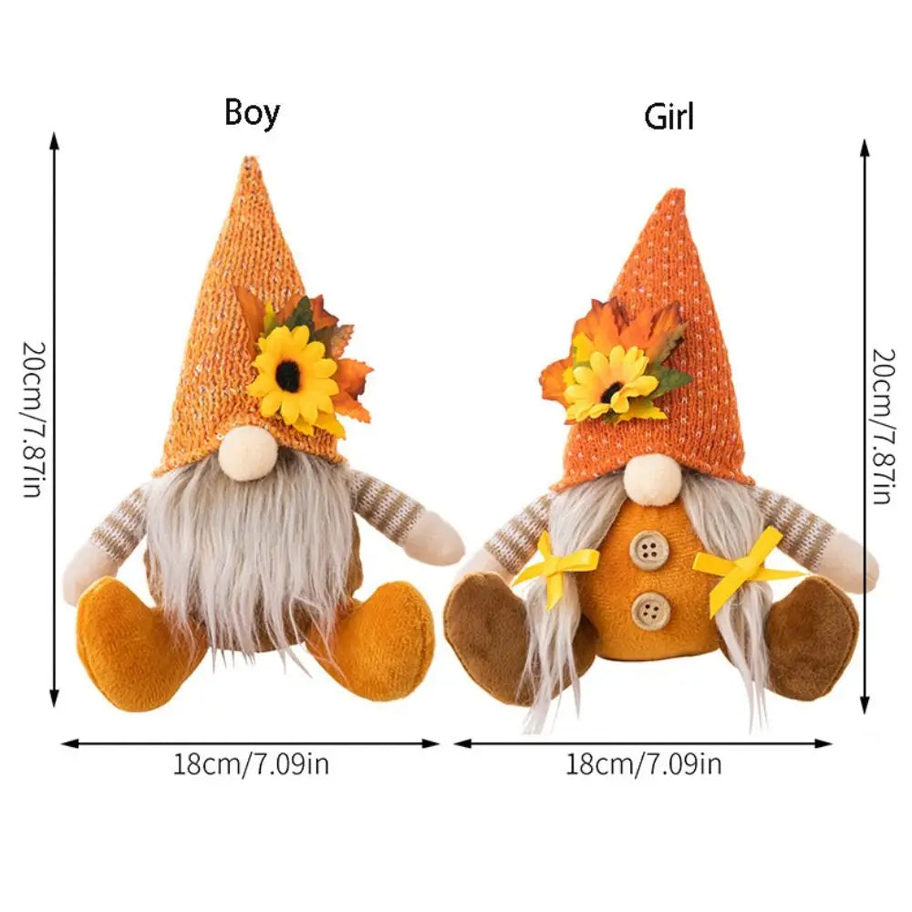 Funny Decorative Thanksgiving Doll Ornaments Soft Cartoon Gnome Doll Ornaments Cute Sunflower Gnome Doll Autumn Decor