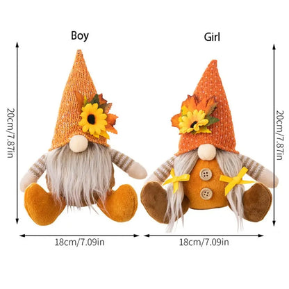 Funny Decorative Thanksgiving Doll Ornaments Soft Cartoon Gnome Doll Ornaments Cute Sunflower Gnome Doll Autumn Decor
