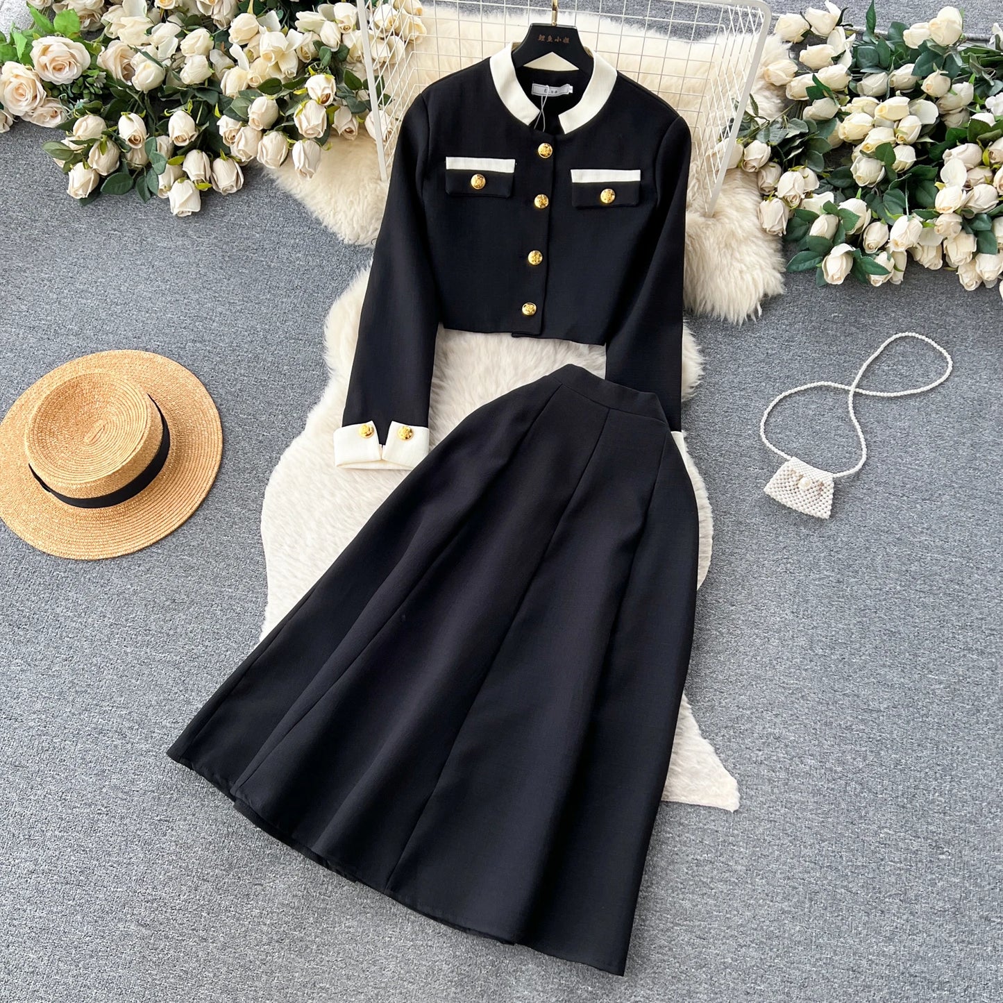 Women Two-Piece Sets Sexy Long Sleeve Single Breasted Top and High Waist Slim Skirt Korean Fashion Casual Autumn Winter Clothing