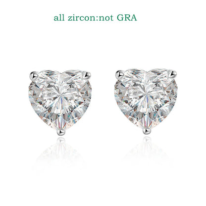 Smyoue 1CT 2CT 4CT Heart Cut Moissanite Stud Earrings for Women Luxury Quality Lab Diamond S925 Sterling Silver Bride Jewelry