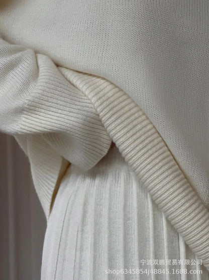 Autumn Solid Color O-neck Sweater Dress Sets Women's Clothing 2024 New Long Sleeves Fishion Style Loose Knitted Short Skirt Set