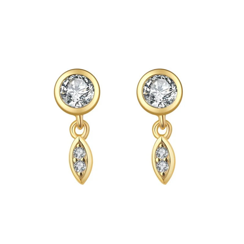 925 Sterling Silver Ear Needle Geometric Zircon Metal Earrings for women Shiny Crystal Luxury Small Stud Fashion Wedding Jewelry