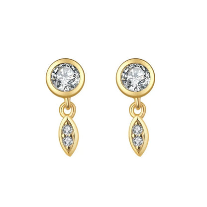 925 Sterling Silver Ear Needle Geometric Zircon Metal Earrings for women Shiny Crystal Luxury Small Stud Fashion Wedding Jewelry