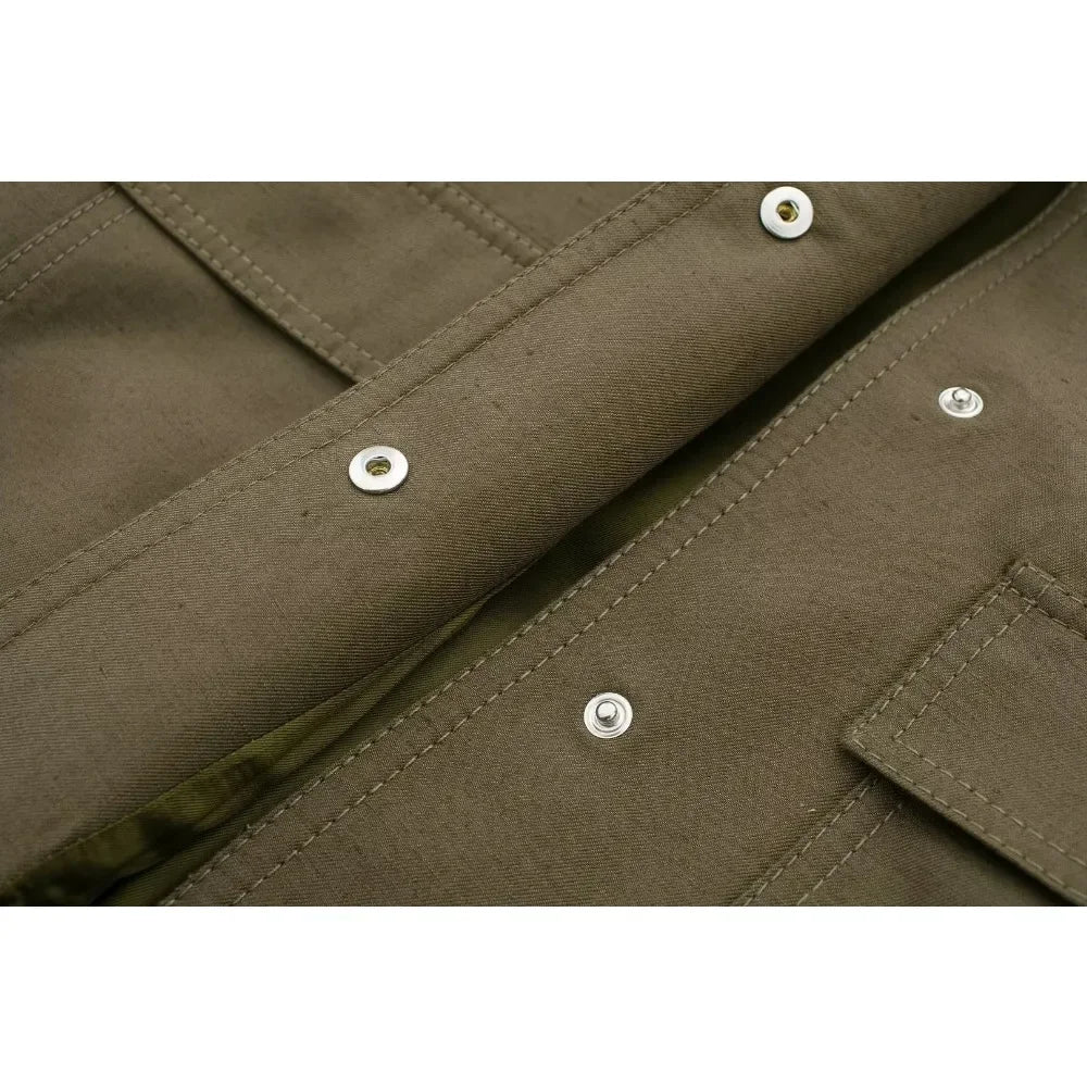 Women Fashion with Pockets Cropped Bomber Jacket Coat Vintage Long Sleeve Front Button Female Outerwear Chic Tops y2k clothes