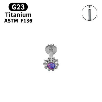 G23 Titanium Lip Labret Nose ASTM-F136 Piercing Body Jewelry Opal Zircon Internally Threaded Earring Helix Tragus Cartilage Ear