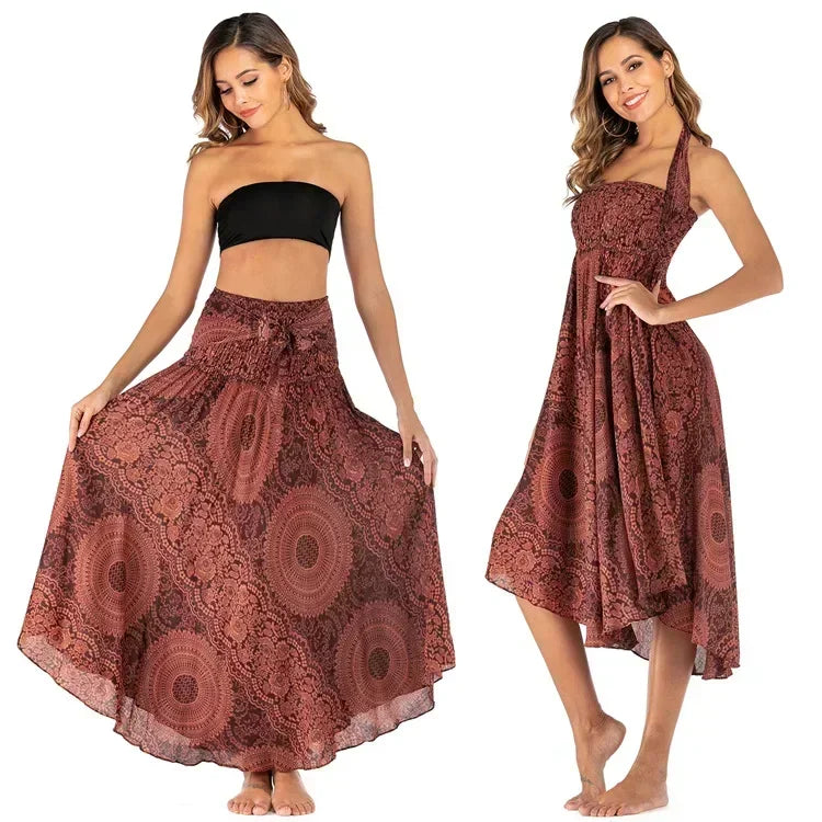 Sexy Summer Long Boho Bottom Women Skirt Vintage Casual Ropa Mujer Faldas Loose Fashion y2k Maxi Skirts Woman Clothing Saia Jupe