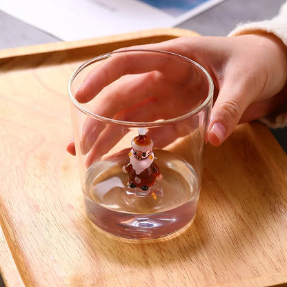 300ml 3D Patterns Christmas Glass Cup Coffee Wine Mug Xmas Glass Cups For Home Decoration Christmas Gift High Quality