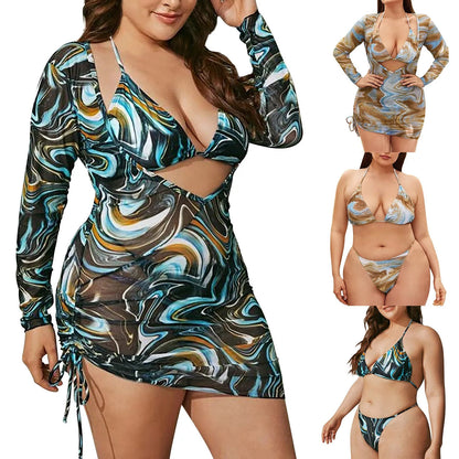 Large Size Lace Up Bikini Swimsuit Women'S New Fat Large Swimsuit Bikini Plus Size Swimsuit Push-Up Bikini Top For Women Summer