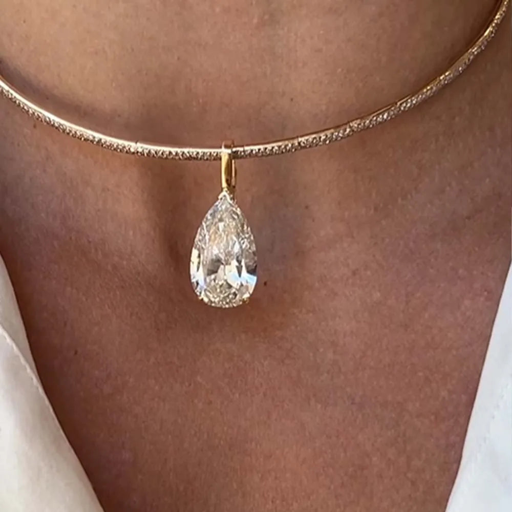 Stonefans Water Drop Pendant Choker Necklace Wedding Luxury Rhinestone Accessories Fashion 2025 Charms Jewelry High Quality Gift