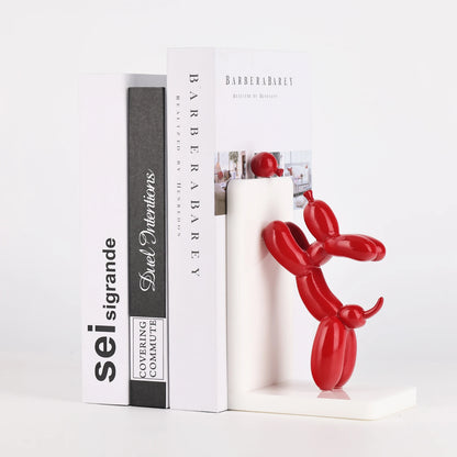 Resin Balloon Dog Book Ends Home Decor Modern Dog Stature Bookends Shelves Hold Books Heavy Duty Book Holder Stopper for Shelf