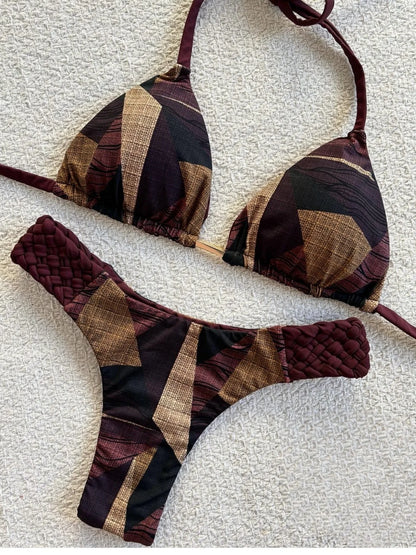 RUOTONSEPT Print Halter Mini Thong High Cut Bikini Female Swimsuit Women Swimwear Two-pieces Bikini set Bather Bathing Suit Swim