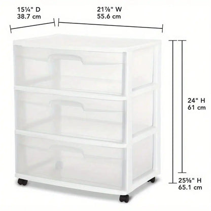 Large home 3-type drawer storage trolley, which can even be doubled as a bedside table, allows for clear identification of items