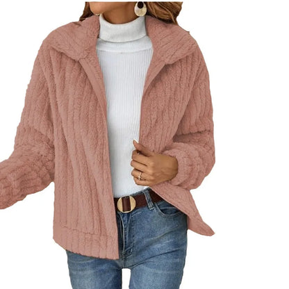 Autumn Winter Women Warm Furry Jacket New Fashion Patchwork Lapel Overcoat Female New Elegant Casual Communte Holiday Outerwears