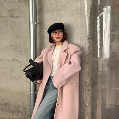 Single Breasted Women 's Winter Jacket Elegant Laple Pockets Thicken Full Sleeve Coats Female 2025 Autumn Winter Woman clothes