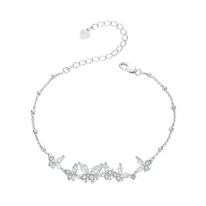 Bamoer 925 Sterling Silver Exquisite Dancing Butterfly Bracelet Pave Setting CZ Shiny Chain Link for Women Wedding Fine Jewelry