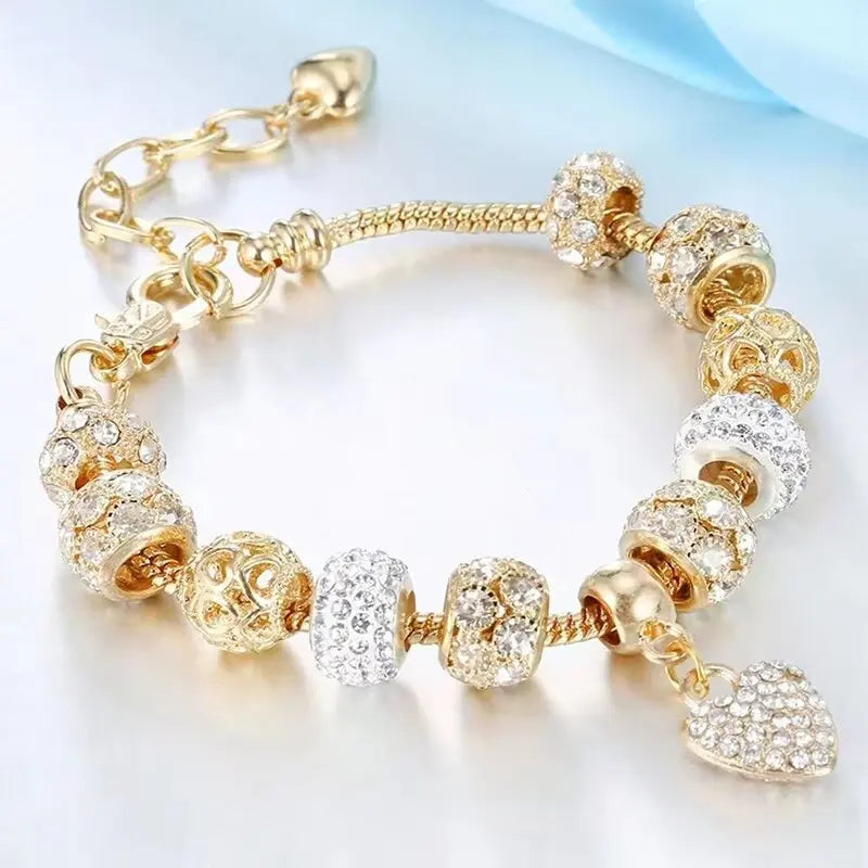 1PC Women's Fashion Multi Element Beaded Love Pan Family Bracelet Jewelry Accessories Daily Party Holiday Gift -005