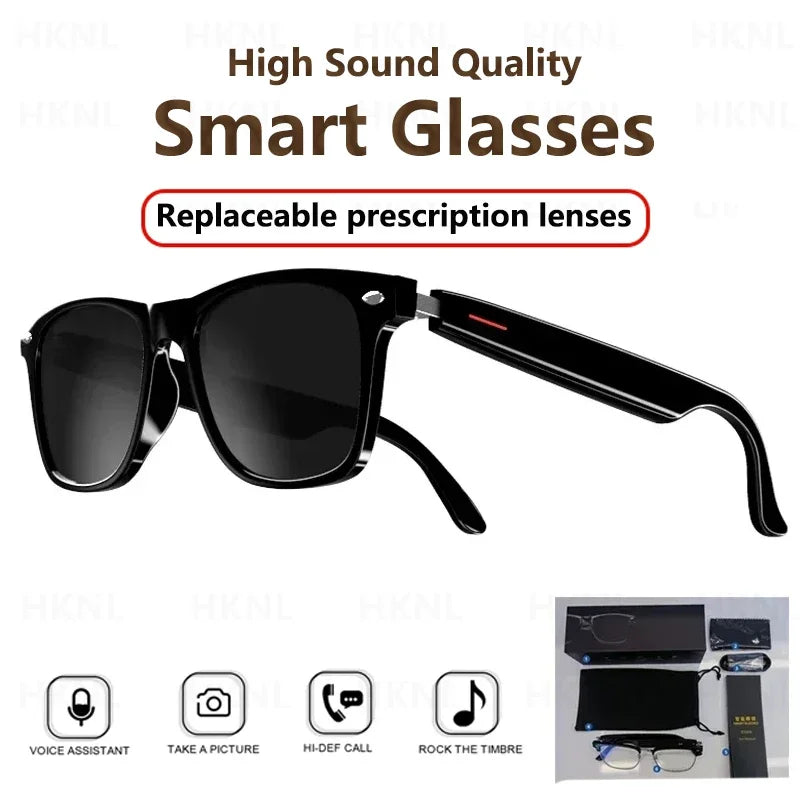 New Smart Glasses Men Music Sunglasses Earphones Wireless Bluetooth Headset HIFI Sound Headphone Driving Glasses Hands-free Call