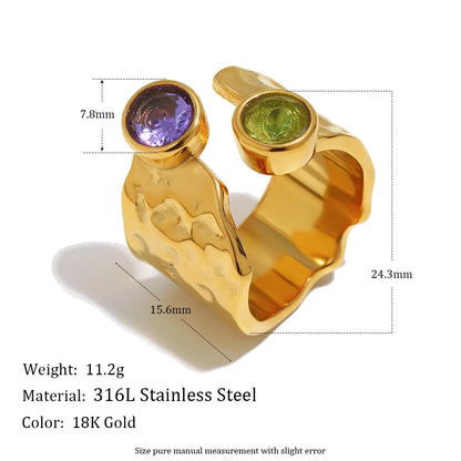 E.B.belle Zircon 18K Plated Stainless Steel Women's Rings Trendy Luxury Shiny Hypoallergenic Rings Sets Jewelry Decoration Gift