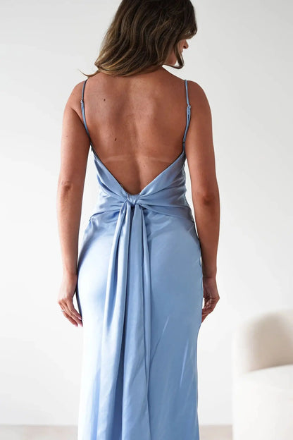 EtherealBe Sexy Satin Halter Dress in Olive Green