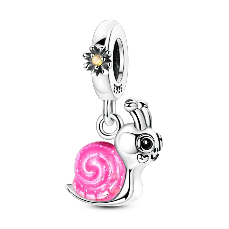 Original Charms Bead 925 Sterling Silver Inlaid Zirconium Animal Paper Crane Snail Pendants Fit Bracelet Jewelry Gift Marking