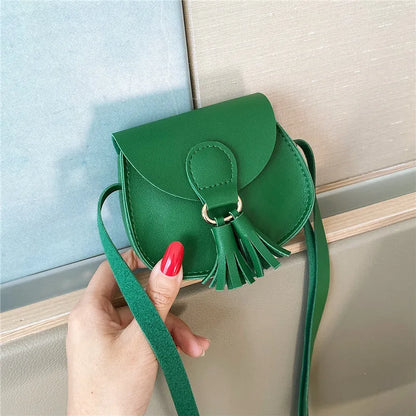 New Mini Children Bag Cute PU Tassels Decor Princess Messenger Bags for Baby Girls Fashion Shoulder Bag Girls Birthday Gifts
