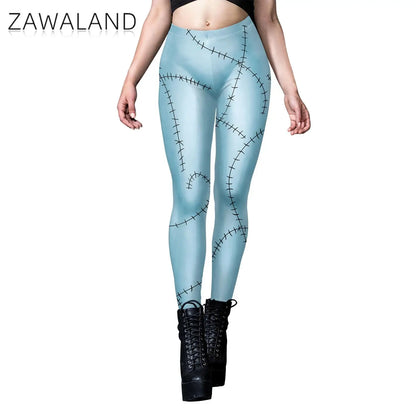 Zawaland Christmas Horror Sally Cosplay Costume Zombie Dress for Women Halloween Dress Up Funny Party Dresses Leggings Suit