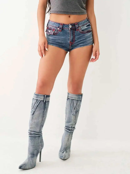 EtherealBe Blue Jean Shorts with Contrast Stitching
