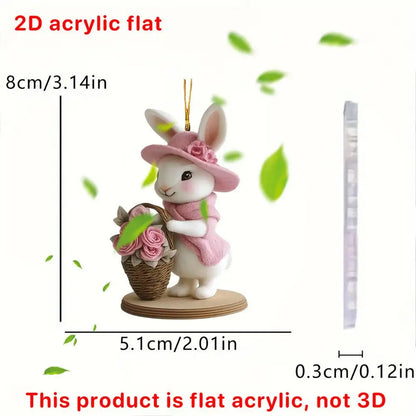 Easter Coffee Cup Ornaments Cartoon Bunny Egg House Coffee Mug Decorative 2D Acrylic Ornaments 2025 Spring Party Supplies