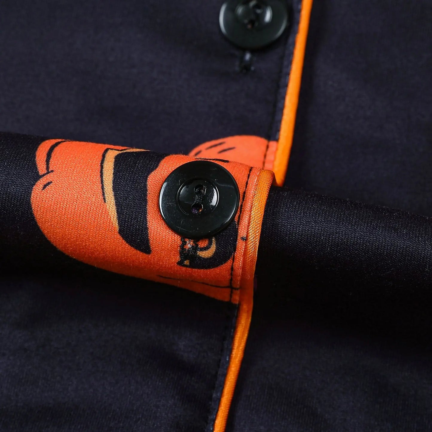 Women Halloween Pajama Set, Pumpkin Print Short Sleeve Button Closure Top with Shorts Sleepwear Loungewear