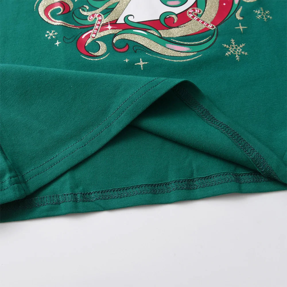 DXTON Girls Unicorn Cartoon Print Kids Green Cotton Print