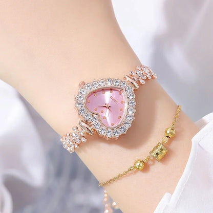 Heart Shape Small Dial Women's Bracelet Watch Quartz Wristwatch Retractable Chain Strap Watch Wholesale  relogio reloj mujer