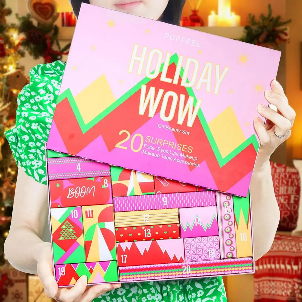 Christmas Advent Calendar  Makeup Tools Countdown Calendar Gift Boxes Lipstick Eye Shadow Cosmetics Set Party Favors for Girls