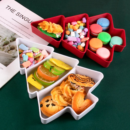 Christmas Tree Shaped Food Tray Christmas Party Chip Candy Dessert Plate Reusable Snack Cookies Tray Xmas Snack Dishes Bowl