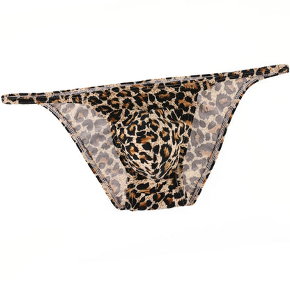 Fashion Leopard Print Men Underwear Silk Breathable Sexy Men's Briefs Panties Male Underpants Low Waist Gays Men Briefs