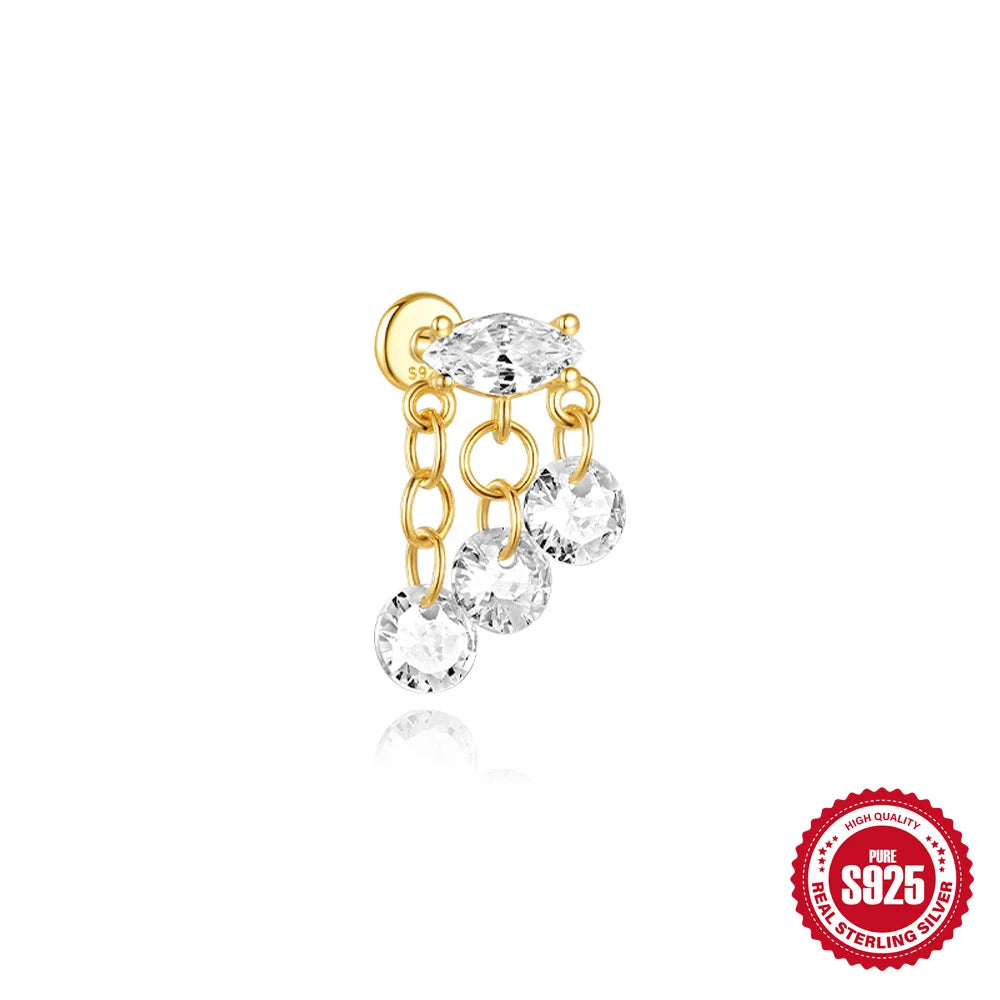 CANNER Pendientes Plata 925 Piercing Stud Earrings For Women Cubic Zirconia 925 Sterling Silver Cartilage Earring Jewerly 1pcs
