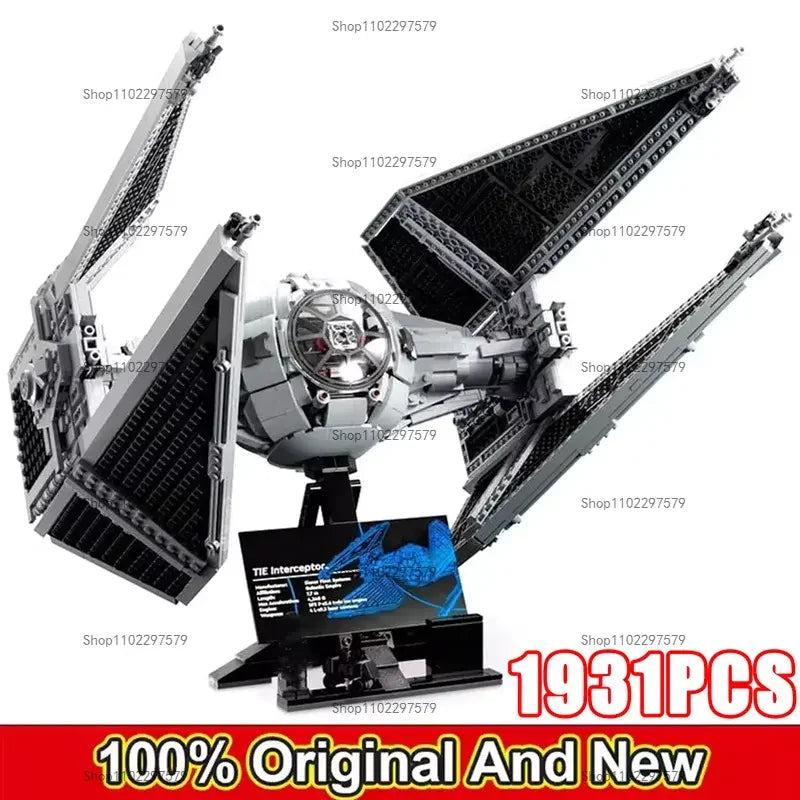 New 1931PCS Technical TIE Interceptors Spaceship 75382 Building Blocks Starfighter MOC Assembly Collectibles Display Model Gifts