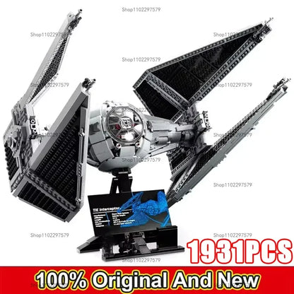 New 1931PCS Technical TIE Interceptors Spaceship 75382 Building Blocks Starfighter MOC Assembly Collectibles Display Model Gifts