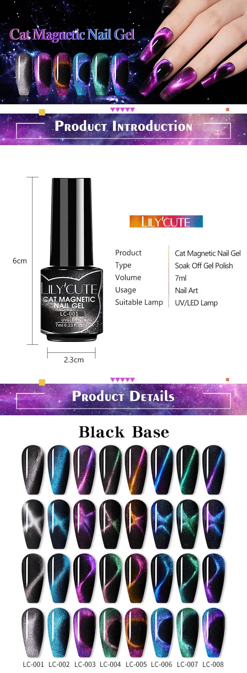 LILYCUTE 7ml 9D Cat Magnetic Gel Nail Polish Iridescent Magnet Semi Permanent Soak Off UV LED Manicure For Nail Art Gel Varnish
