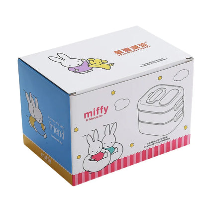 Kawaii Miffy Stainless Steel Divided Lunch Box Water Heated Student Lunch Box Cartoon Portable Bento Box Christmas Gift Toy