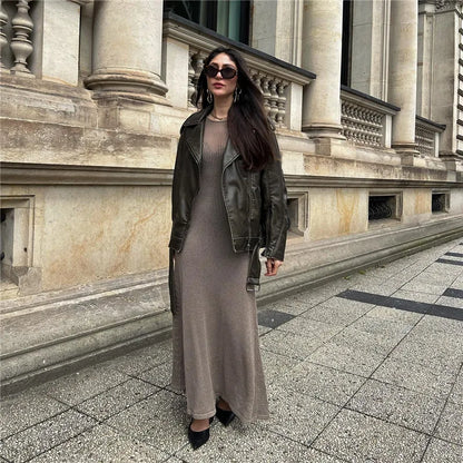 hirigin Elegant Long Sleeve Maxi Dress for Women Hollow Crochet Knit Summer Beach Cover ups Party Long Dress Club Streetwear