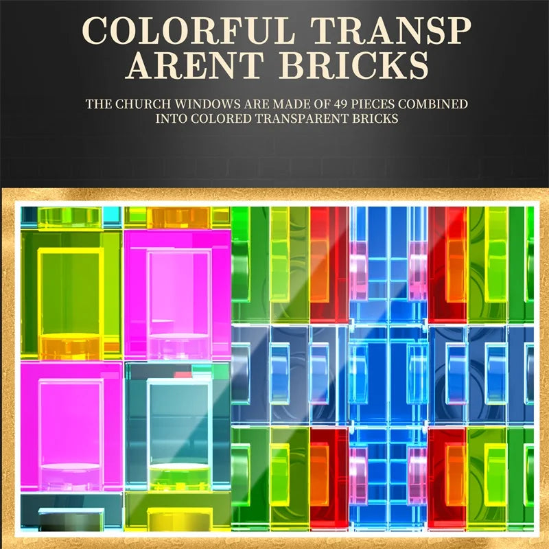 3306PCS St. Andrew's Church Building Block Medieval European Church Model Bricks Set With Light Desktop Decoration Kids Toy Gift