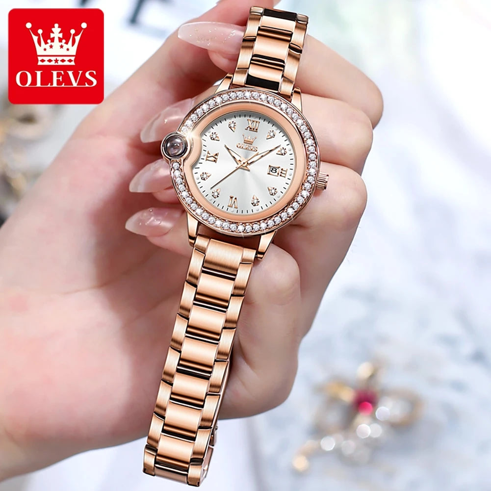 OLEVS 5588 Original Certification Women's Watches Love Expressing Watch Quartz Watch for Lady's Waterproof Date Dress Wristwatch