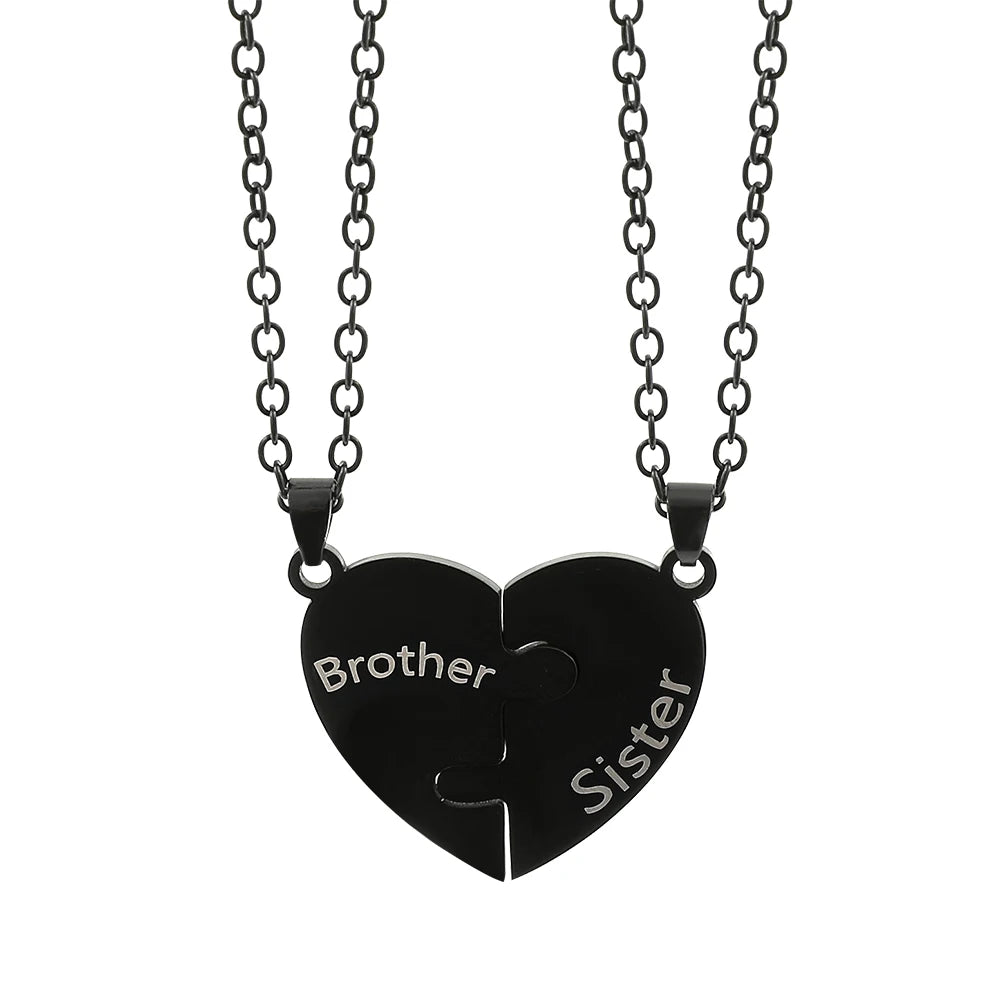Father Mom Son Daughter Family Necklace Love Heart Puzzle Pendant Necklace Stainless Steel Jewelry for Women Mother's Day Gift