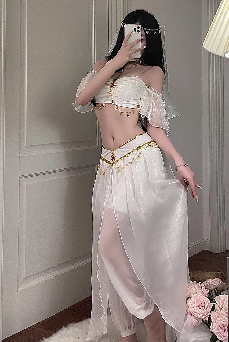 Role Playing Sexy Western Dance Girl Aladdin Peacock Princess Greek Goddess Costume Hot Egyptian Exotic Costume Performance Set