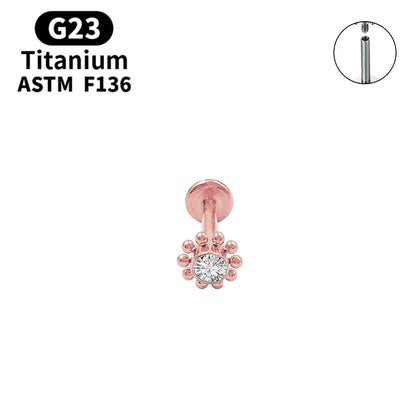 G23 Titanium Lip Labret Nose ASTM-F136 Piercing Body Jewelry Opal Zircon Internally Threaded Earring Helix Tragus Cartilage Ear