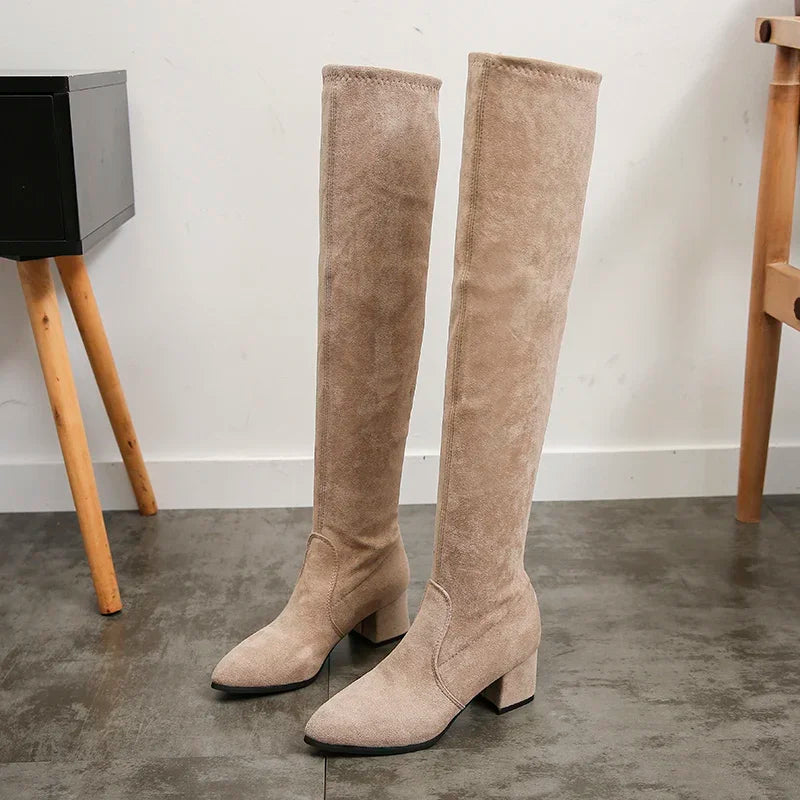 Thigh High Boots Women 2023 Winter Fashion Boot New Over Knee Boots Women Shoes Sexy High Heels Botas Red Warm Fur Black Boots