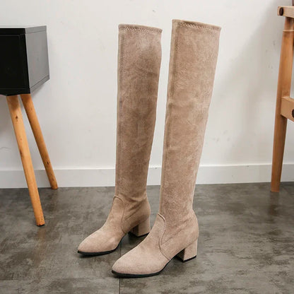 Thigh High Boots Women 2023 Winter Fashion Boot New Over Knee Boots Women Shoes Sexy High Heels Botas Red Warm Fur Black Boots