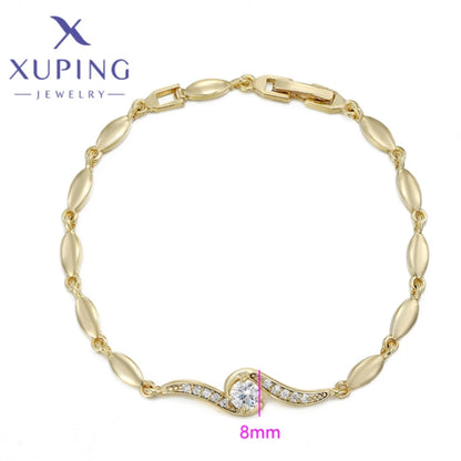 Xuping Jewelry Trendy Exquisite Elegant Simple Shape Women's Bracelet Light Gold Color Birthday Christmas Gifts X000925255