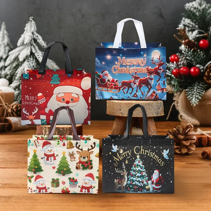 4pcs Christmas Gift Bags Christmas Party Decoration Kids Favors 2025 Xmas Santa Claus Hand Bags Navidad Natal New Year Gift 2026